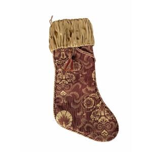 Villa Bacci Velvet Gold Quilted Paisley Patch Vintage Christmas Stocking